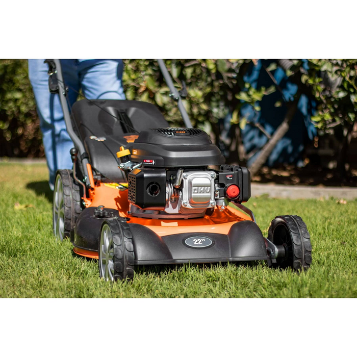 PODADORA DE CESPED 22", MOTOR OHV 196 CC, RUEDAS TRASERAS DE 12", BOLSA, TRUPER