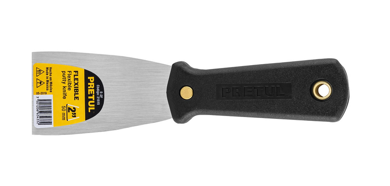 Espátula flexible PRETUL de 2" con hoja metálica y mango negro