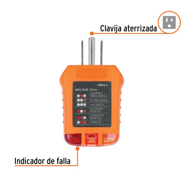 PROBADOR DE TOMACORRIENTE CORRIENTE ALTERNA TRUPER