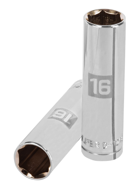 DADO DE 16 mm, CUADRO DE 1/2", 6 PUNTAS LARGO, D-1216-ML