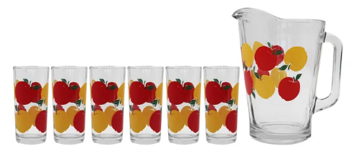 JUEGO PARA BEBIDAS DE CRISTAL 7 PZ (MANZANAS)