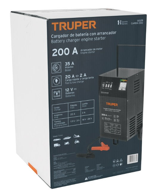 CARGADOR/ARRANCADOR DE BATERIAS 35 A 200A 12 VOLTS TRUPER