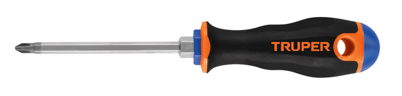 DESARMADOR DE CRUZ 1/4" X 4", MANGO BIMATERIAL, BARRA EXAGONAL