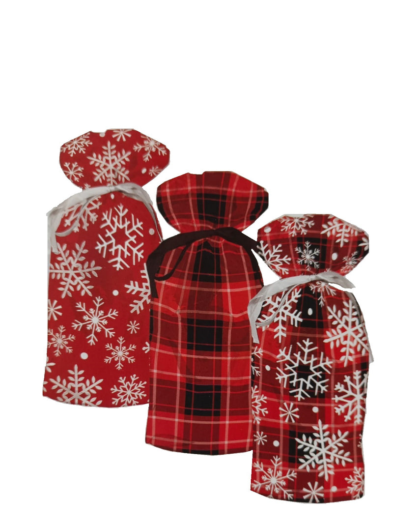 PAQUETE CON 3 BOLSAS PARA REGALO TIPO BOTELLA
