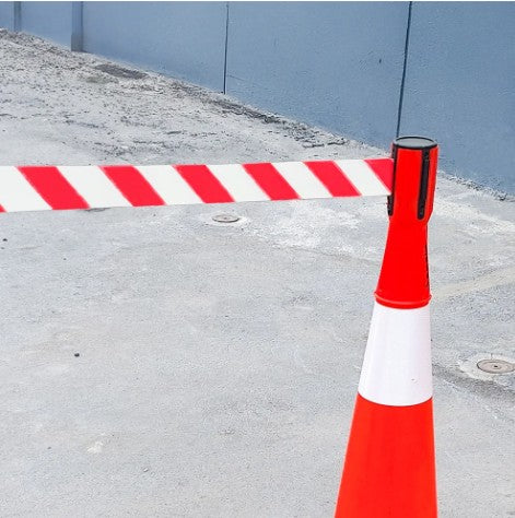 CINTA RETRACTIL P/ CONO 3 MTS BLANCO/ROJO