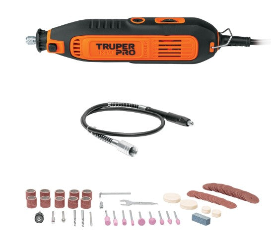 MOTOTOOL ELECTRICO 135W CON 97 ACCESORIOS TRUPER