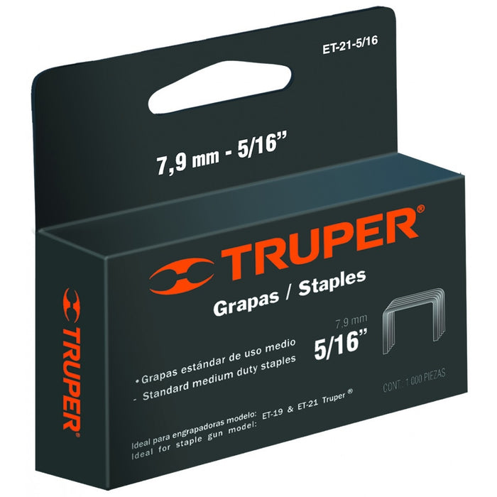 GRAPAS PARA ET-21, 5/16', CAJA CON 1000 PIEZAS"