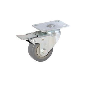 RUEDA DE HULE DE 4'', GRIS, BASE GIRATORIA, CON FRENO, MEDIUM HEAVY