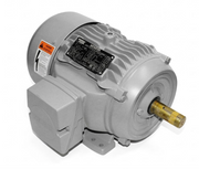 Motor eléctrico Siemens trifásico gris con eje y caja de bornes, vista lateral.