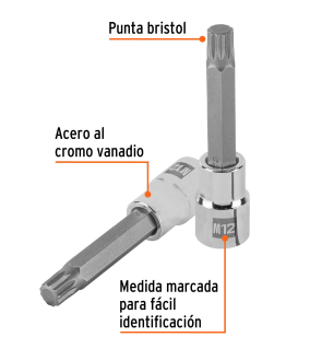 DADO PUNTA LARGA BRISTOL M12 CUADRO DE 1/2" TRUPER