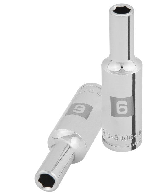 DADO DE 6 mm, CUADRO DE 3/8", 6 PUNTAS LARGO, D-3806-HM-L