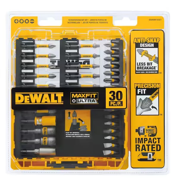JUEGO DE PUNTAS HEXAGONALES 1/4" DE ACERO 30 PZ DEWALT