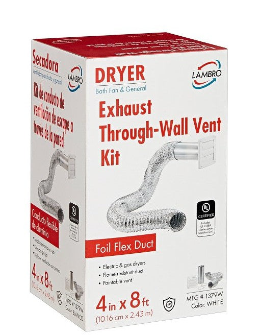 KIT DE VENTILACION DE PARED PARA SECADORA, DE 4" LAMBRO