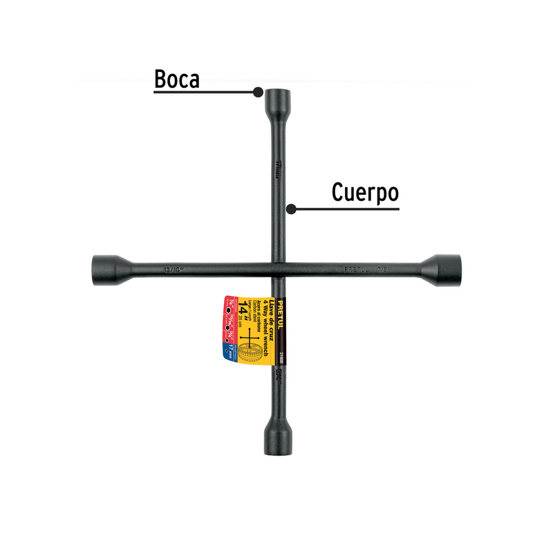 LLAVE DE CRUZ PARA AUTO, 14', PRETUL