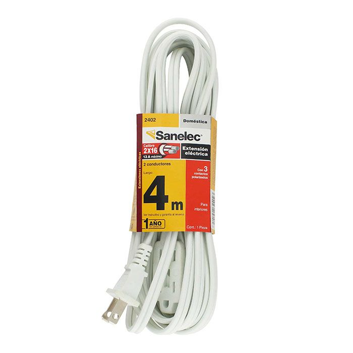 EXTENSION ELECTRICA DE 4 MTS, CAL 16, BLANCA