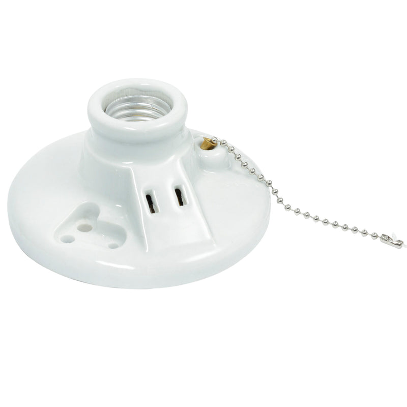 PORTALAMPARA DE PORCELANA CON CADENA Y TOMA CORRIENTE