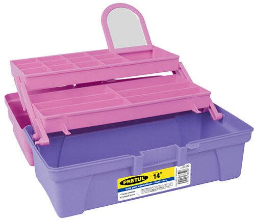 CAJA COSMETIQUERA DE 14" ROSA/LILA