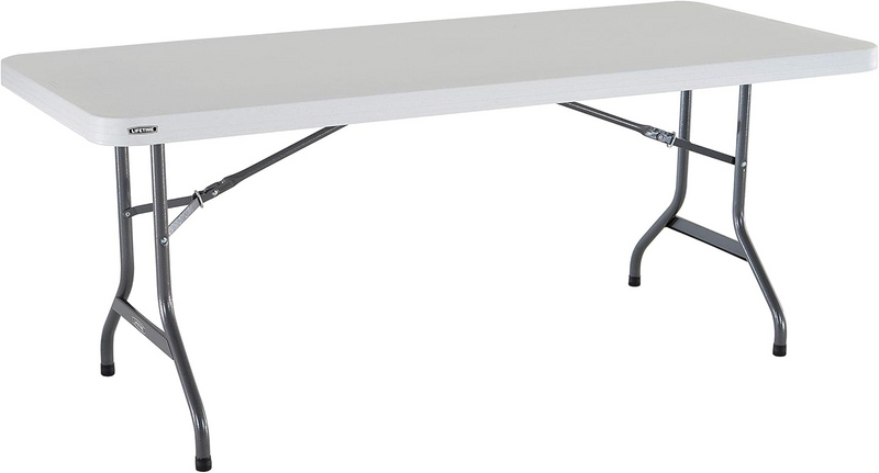MESA DE PLASTICO 6 FT, PLEGABLE, RECTANGULAR, BLANCA, LIFETIME, SEMI COMERCIAL