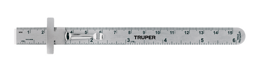 Regla de bolsillo de acero inoxidable 15 cm con escala métrica y TRUPER
