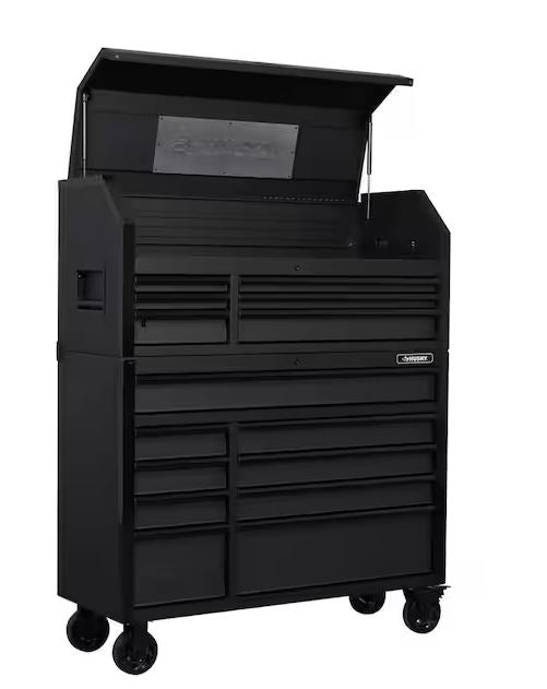 GABINETE HUSKY 52" X 20", CON RUEDAS Y 15 CAJONES HEAVY DUTY, NEGRO MATE