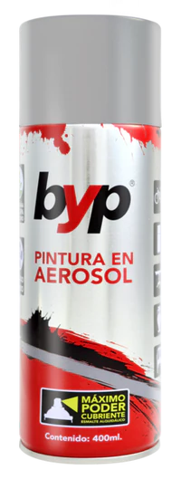 PINTURA EN AEROSOL, COLOR ALUMINIO, ALTA TEMPERATURA, 400 ml, BYP