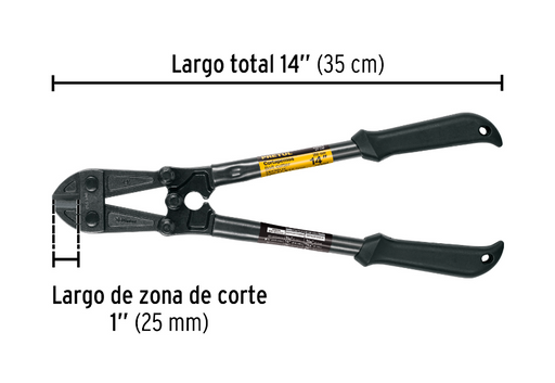 Cortapernos PRETUL de 14" con zona de corte de 1" y mangos tubulares