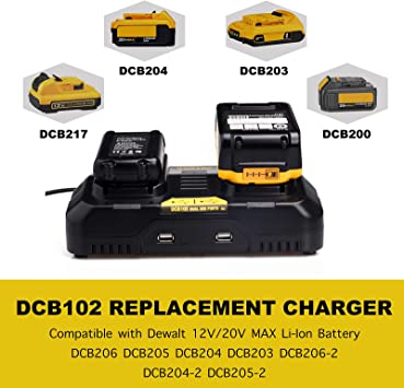 CARGADOR DE BATERIAS DEWALT, 12V-20V MAX, 2 PUERTOS