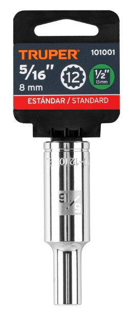 DADO DE 5/16", CUADRO DE 1/2" , 12 PUNTAS LARGO, D-1210-EL