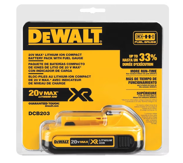 BATERIA DEWALT 20V MAX XR, 2.0 Ah.