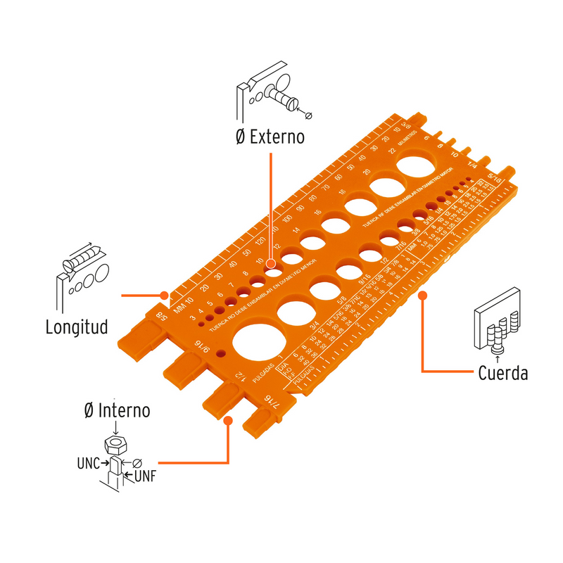 REGLETA MEDIDORA DE TUERCAS Y TORNILLOS 22 CM TRUPER