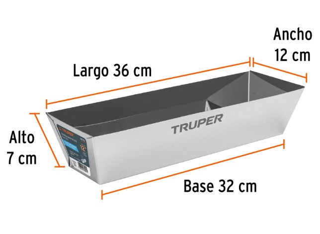 CHAROLA PARA COMPUESTO DE ACERO INOXIDABLE 12" TRUPER