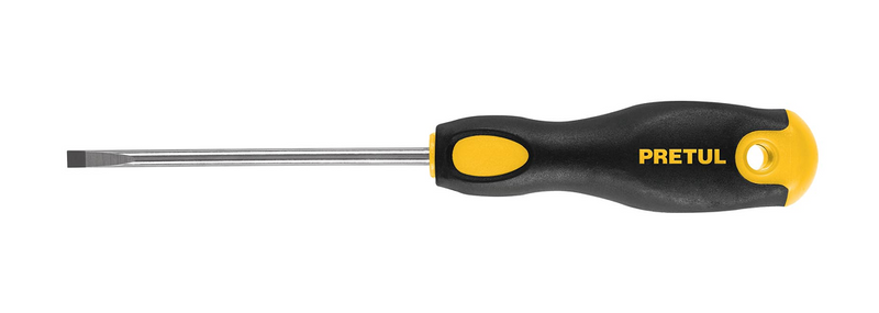 Destornillador para gabinete PRETUL de punta plana, mango negro y amarillo, 3/16" x 4"