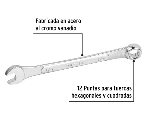 LLAVE COMBINADA 1/4" X 100 mm DE LARGO PRETUL