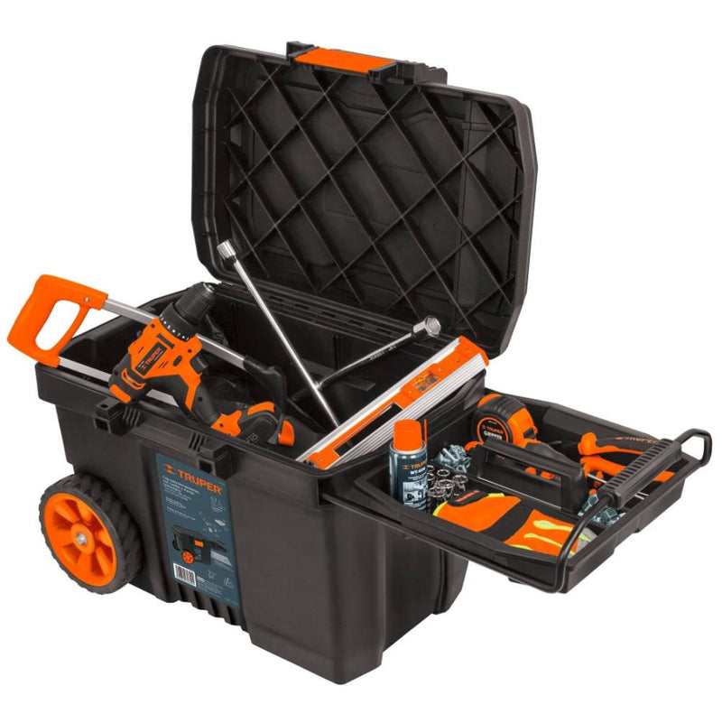 CAJA PARA HERRAMIENTA DE 23", PLÁSTICA, CON RUEDAS Y MANGO TELESCÓPICO