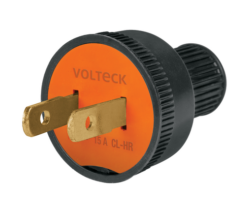 Clavija redonda PVC no polarizada, naranja, pines de latón, VOLTECK