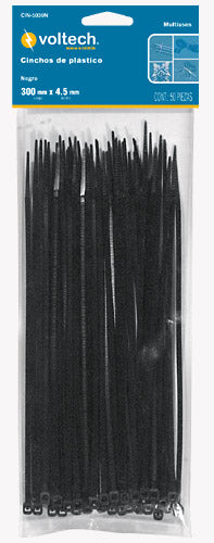CINCHOS DE PLASTICO, 30 CM, 50 LBS, NEGRO