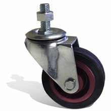 RUEDA DE HULE DE 3", BASE GIRATORIA, CON ESPIGA ROSCADA