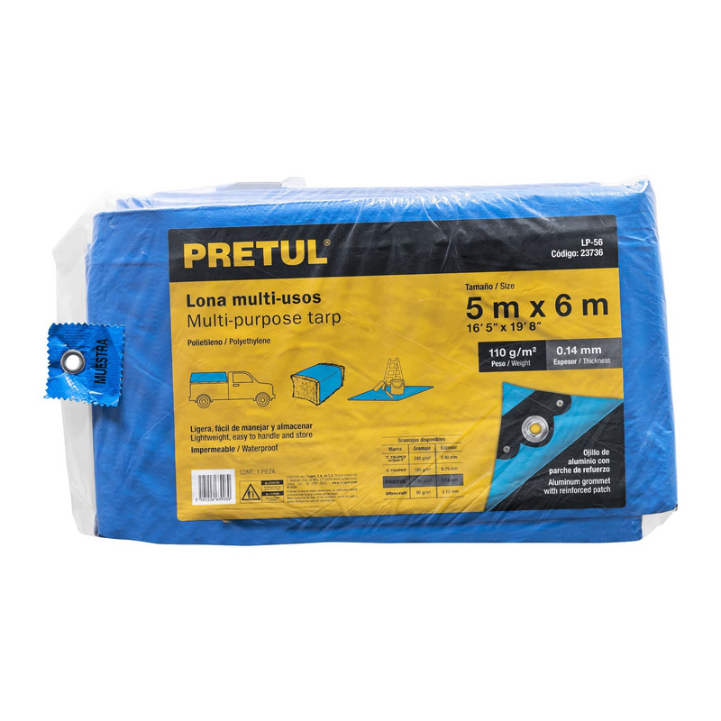 LONA 5 X 6 M AZUL PRETUL