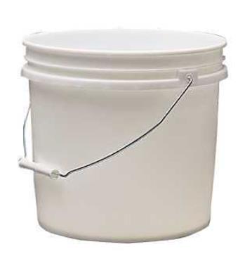 Cubo de plástico blanco con tapa y asa metálica, 13,25 L