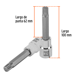DADO PUNTA LARGA BRISTOL M12 CUADRO DE 1/2" TRUPER