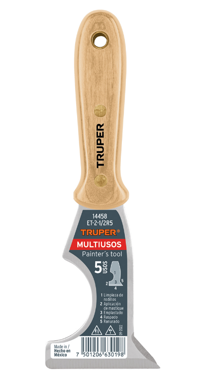 ESPATULA DE 5 USOS DE 2-3/8", MANGO DE MADERA