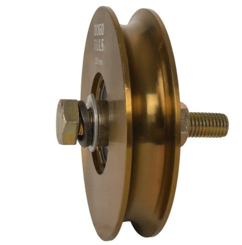 RUEDA DE ACERO PARA PORTON CON PERNO 100 mm