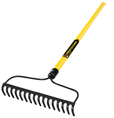 RASTRILLO JARDINERO, 16 DIENTES, MANGO 60" FIBRA DE VIDRIO