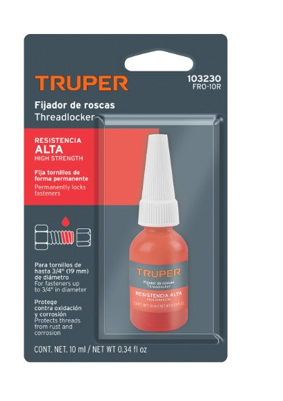 FIJADOR DE ROSCAS PERMANENTE 10 ML ROJO TRUPER
