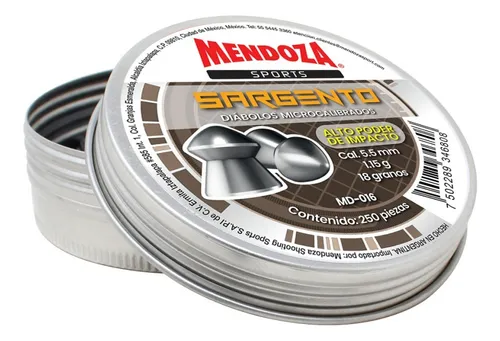 DIABOLO CAL. 5.5 MM, MENDOZA SARGENTO METAL 250 PZAS