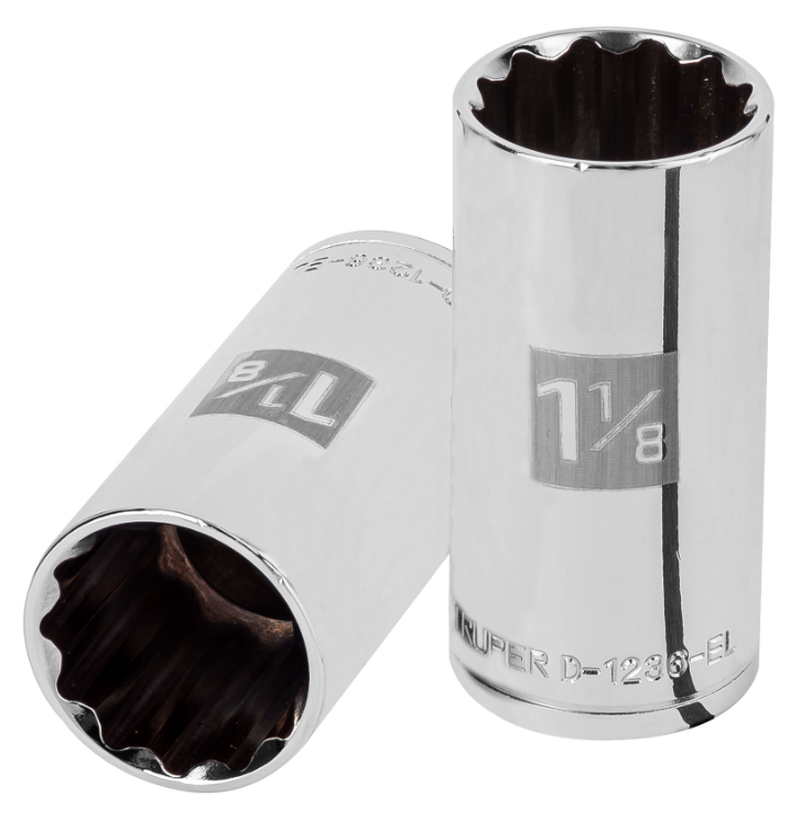 DADO DE 1-1/8", CUADRO DE 1/2", 12 PUNTAS LARGO, D-1236-EL
