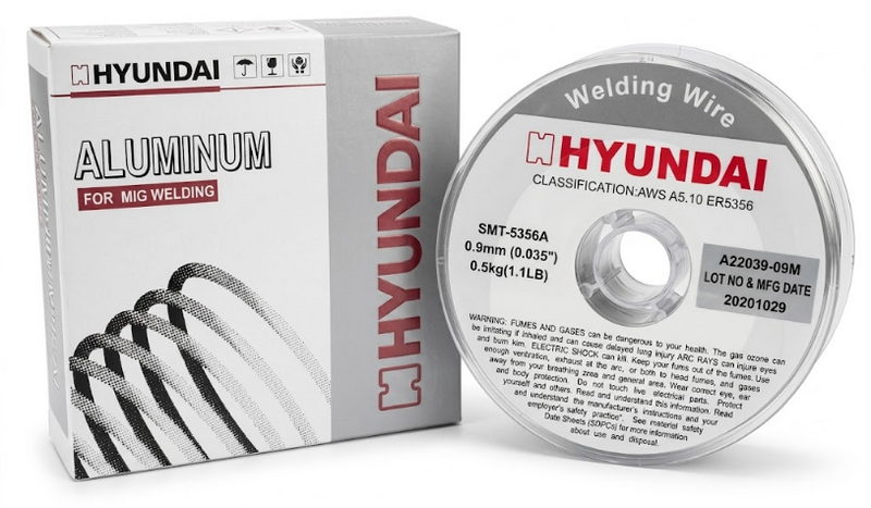 Alambre de aluminio para soldadura MIG HYUNDAI en carrete, con caja