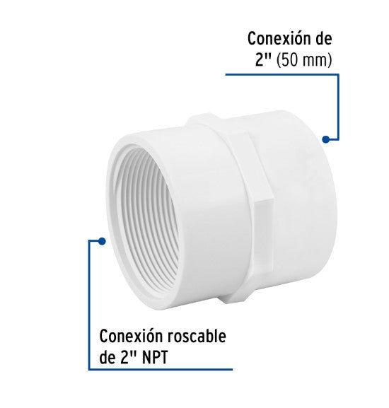ADAPTADOR HEMBRA DE PVC, 2"