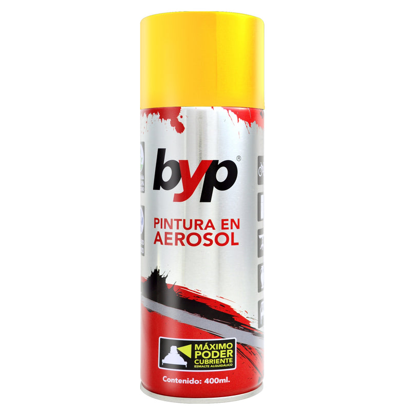 PINTURA EN AEROSOL, COLOR AMARILLO, 400 ml, BYP