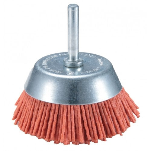 CARDA DE NYLON TIPO COPA  2 1/2"  GRANO 80  ZANCO 1/4"